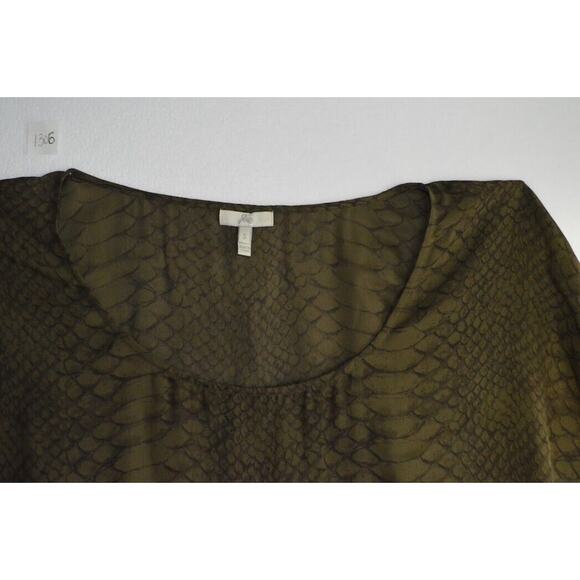 Joie Silk Blouse Snake Print Small Brown Short Sleeve Casual Ladies - Picture 4 of 8